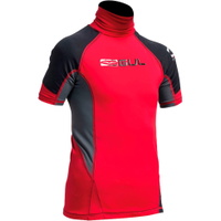 Junior Korte Mouw Rash Vest In Rood / Zwart