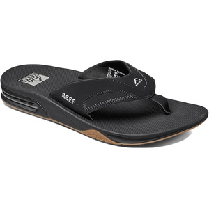 2026 Reef Mens Fanning Flip Flops BLACK SILVER R2026