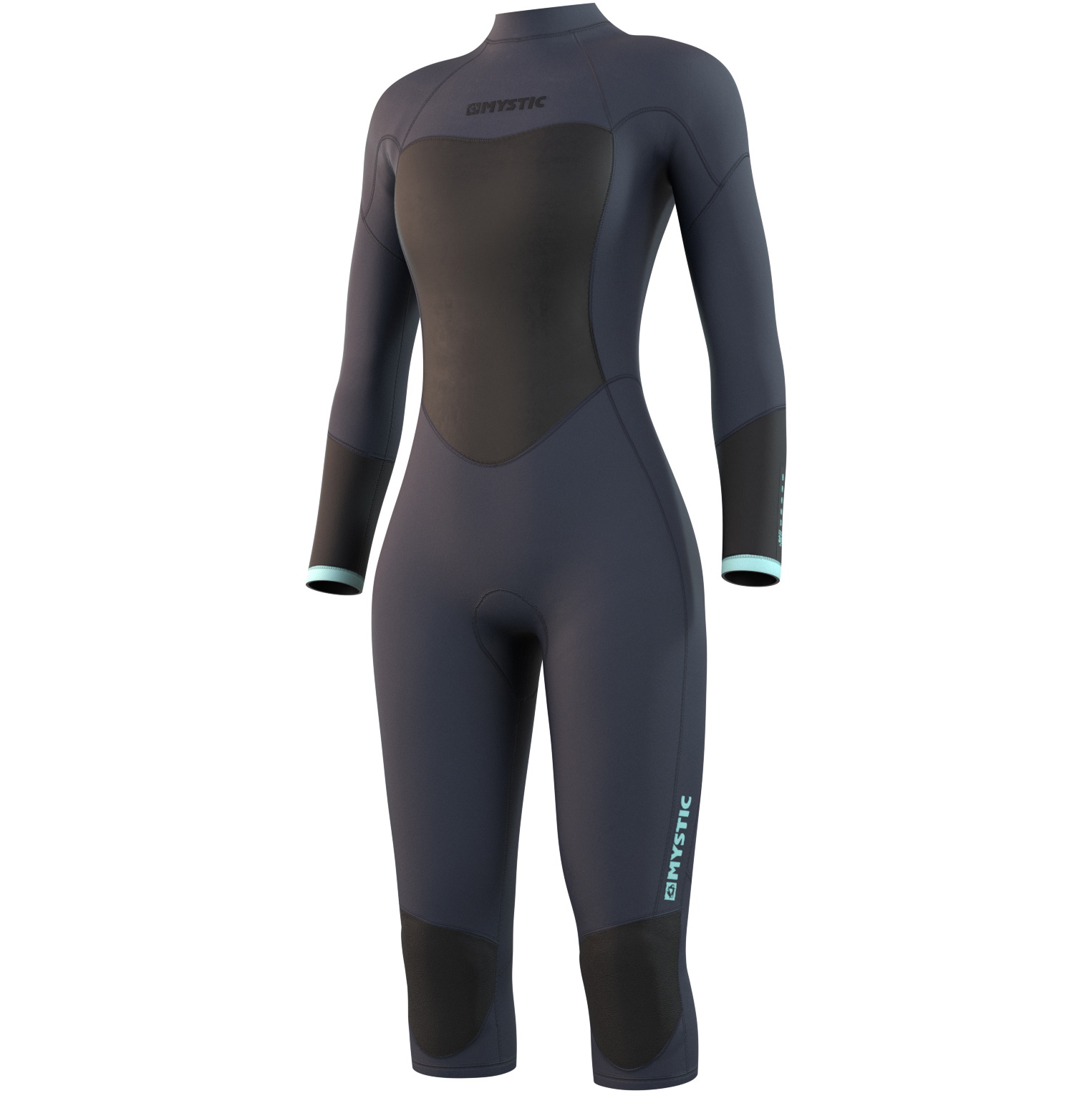 Mystic Da Donna Brand 3/2mm Manica Lunga Gamba Corta Back Zip Muta 21032 - Night Blue