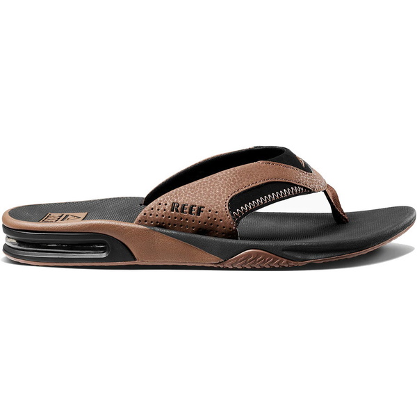 2026 Reef Mens Fanning Flip Flops CI8102 - Black / Tan