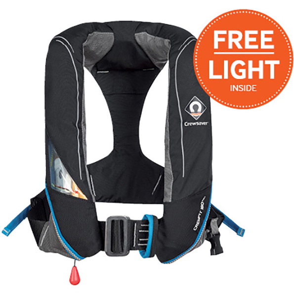 2026 Crewsaver Crewfit 180N Pro Automatic With Harness Lifejacket Black 9025BKA + FREE LIGHT