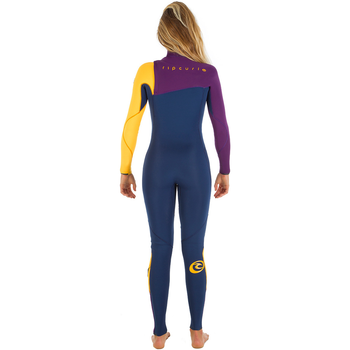Rip Curl フルスーツ サイズ6 ネイビー/イエロー Rip Curl Womens G-Bomb 4/3mm GBS Zip-free Wetsuit Orange WSM5IG