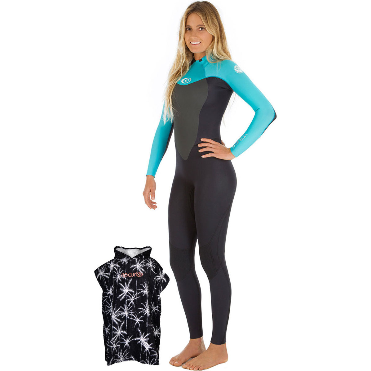 Rip Curl Womens Omega Wetsuit 5/3mm Back Zip Turquoise Island Love