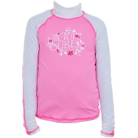 Junior Long Sleeved Surf Rash vest in PINK / White