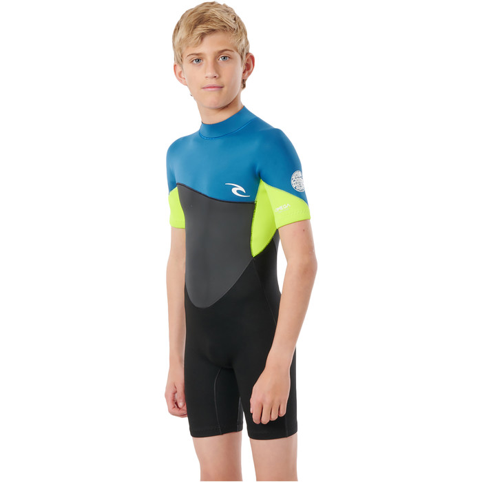 2021 Rip Curl Junior Boys Omega 1.5mm Back Zip Spring Shorty Wetsuit WSPYFB - Neon Lime