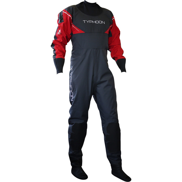 Typhoon Hypercurve 3 Traje de Drysuit con zip Drysuit y calcetines negros / rojos 100143