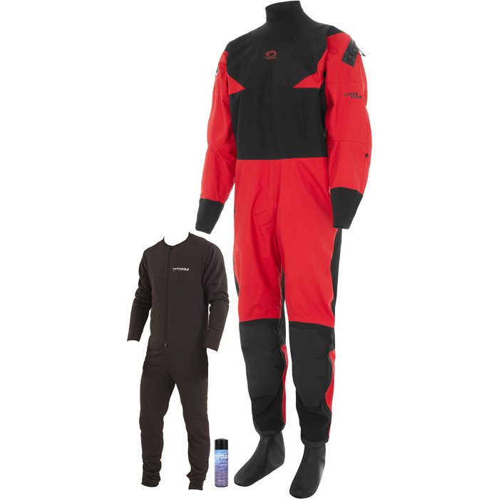 Typhoon Max B Drysuit Dry Suit With Con Zip Inc Underfleece Black Red Semi 