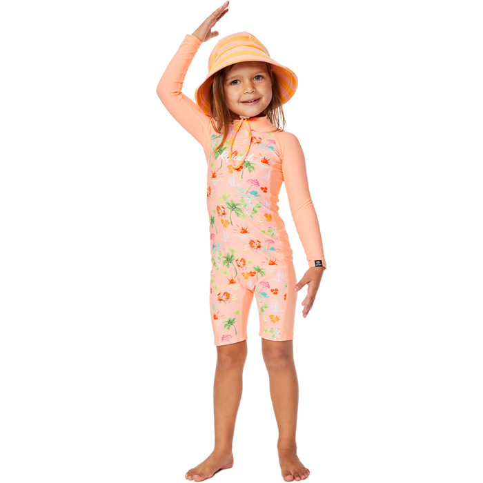 2023 Rip Curl Filles Vacation Club Manches Longues UV Suit 00GJRV - Shell Coral
