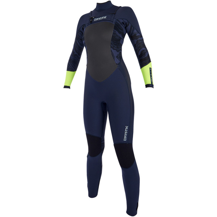 Mystic Diva Womens 3/2mm GBS Chest Zip Wetsuit Navy / Lime 190016
