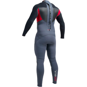 Gul Response 3/2mm Flatlock Wetsuit - Graphite / Red RE1321-A9