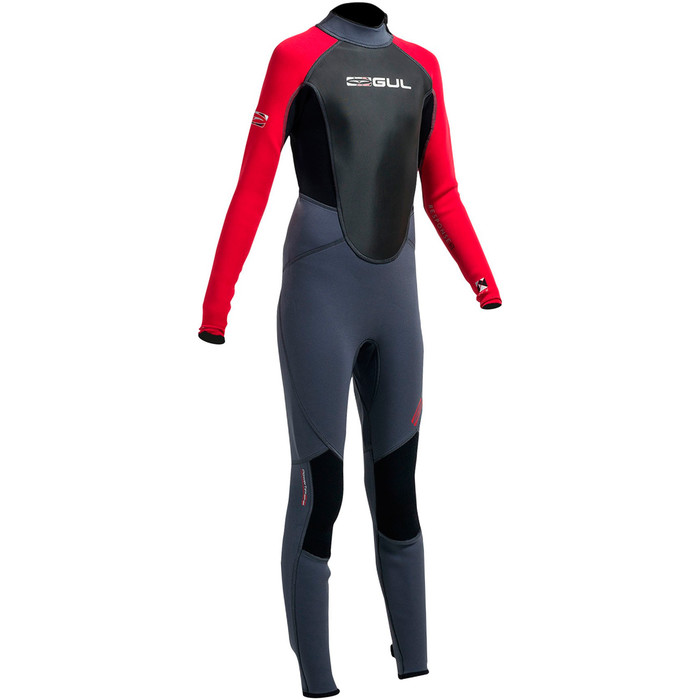 Gul Response 3/2mm Junior Flatlock Wetsuit in Graphite / Red RE1322-A9