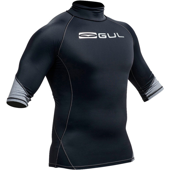 Mens Gul Xola Short Sleeve Surf Rash Guard Vest Black SIZE S 