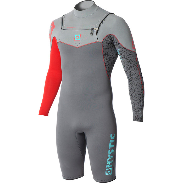 Mystic ND Pro 2mm GBS Chest Zip manches courtes Shorty Gris / Rouge 160180