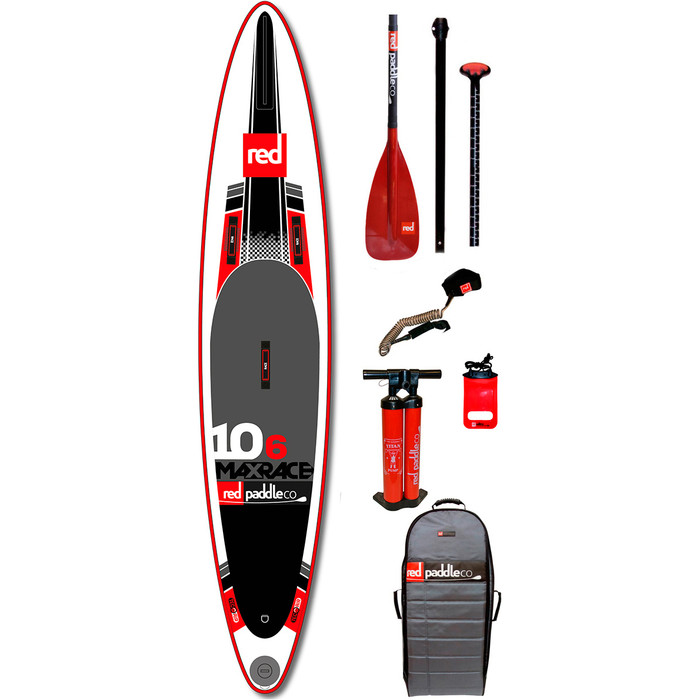 Red Paddle Co 10'6 Max Race Aufblasbares Stand Up Paddle Board + Tasche, TITAN-Pumpe, Glaspaddel, LEASH