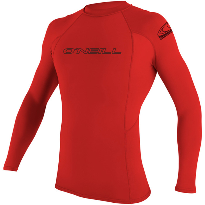 O'Neill Basic Skins Long Sleeve Crew Rash Vest RED 3342 Wetsuits