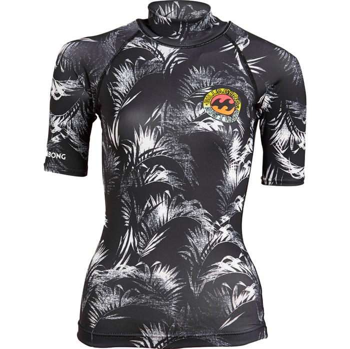 2017 Billabong Ladies Surf Capsule Short Sleeve Rash Vest BLACK SANDS C4GY05