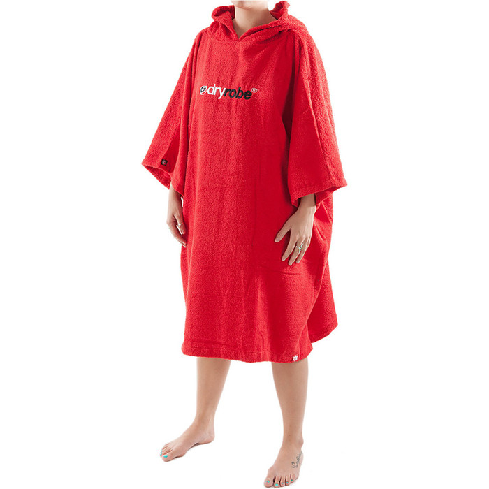 Toalla / poncho de cambio de toalla de manga corta con Dryrobe 2019 - medio en rojo