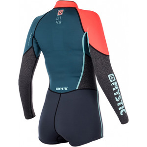 Mystic Diva 3/2mm Long Sleeve Front Zip Shorty Wetsuit TEAL 170267