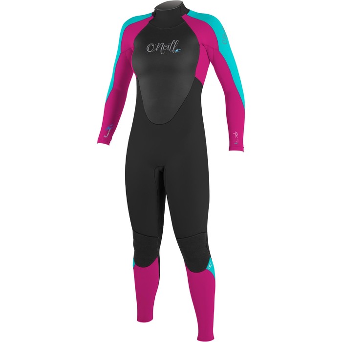 2017 O'Neill Youth Girls Epic 3 / 2mm Bagside GBS Wetsuit BLACK / BERRY / AQUA 4215G