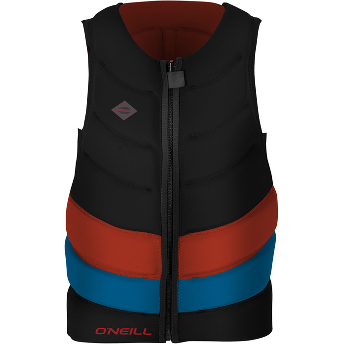 O'Neill Gooru Tech Front Zip Comp Impact Vest BLACK / RED / BLUE 4916EU