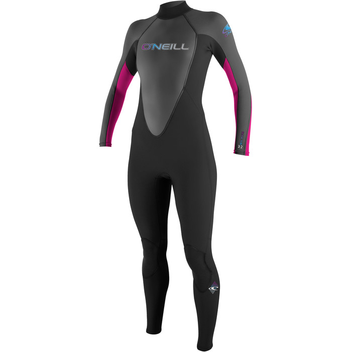 O'Neill Ladies Reactor 3 / 2mm Tilbage Zip Wetsuit BLACK / GRAPHITE / BERRY 3800