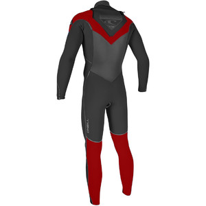 O'Neill Mutant 5/4mm Hooded Chest Zip Wetsuit GRAPHITE / RED 4762