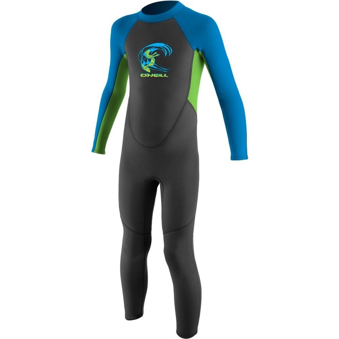 ONeill 2017 Toddler Reactor 2mm Back Zip Wetsuit Graphite/Dayglo/Blue 4868 Age/Size 6 Years