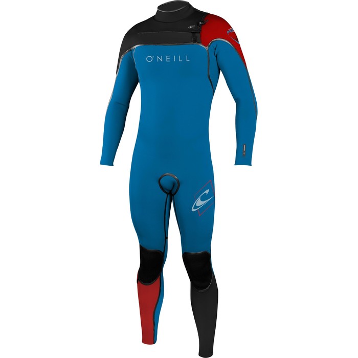 2017 O'Neill Youth Psycho One 5/4 mm poitrine Zip Wetsuit BLEU / NOIR / ROUGE 4615