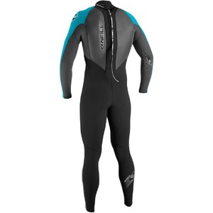 2018 O'Neill Youth Reactor 3 / 2mm Back Zip Flatlock Wetsuit PRETO / TURQUOISE 3802