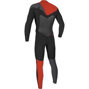 2017 O'Neill Jugend Superfreak 4 / 3mm Chest Zip Wetsuit BLACK / RED / SMOKE 4775