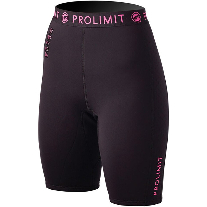 Prolimit Womens SUP pantalones cortos de neopreno de 1 mm negro / rosa 54485