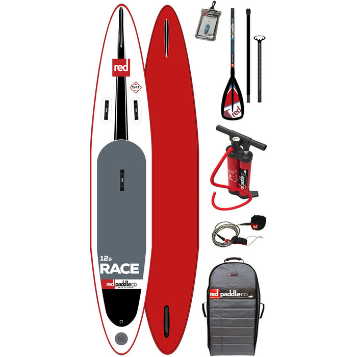 2017 Red Paddle Co 12'6 corsa gonfiabile Stand Up Paddle Board + Bag Pump Paddle & GUINZAGLIO