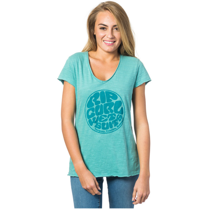 2017 Rip Curl Ladies Sun and Surf Wetsuit Tee DUSTY TURQUOISE GTELQ4