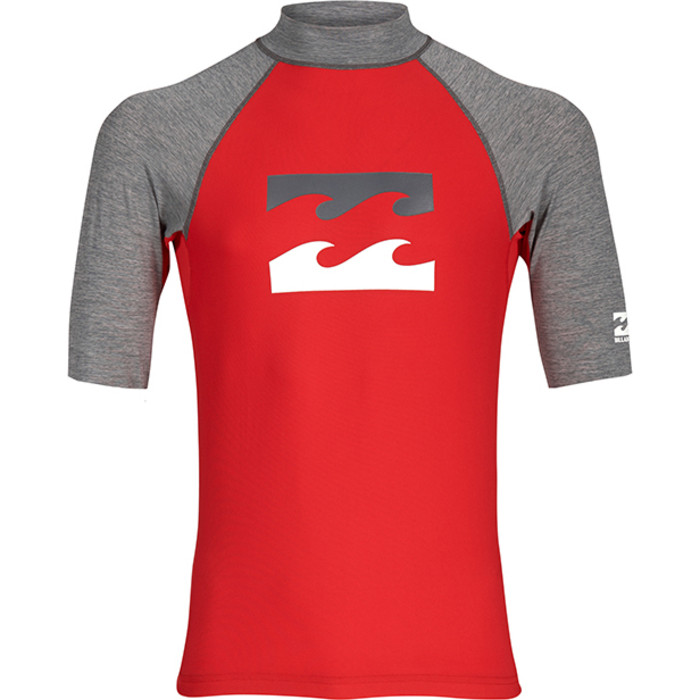 Billabong Junior Team Wave Short Sleeve Rash Vest RED H4KY03
