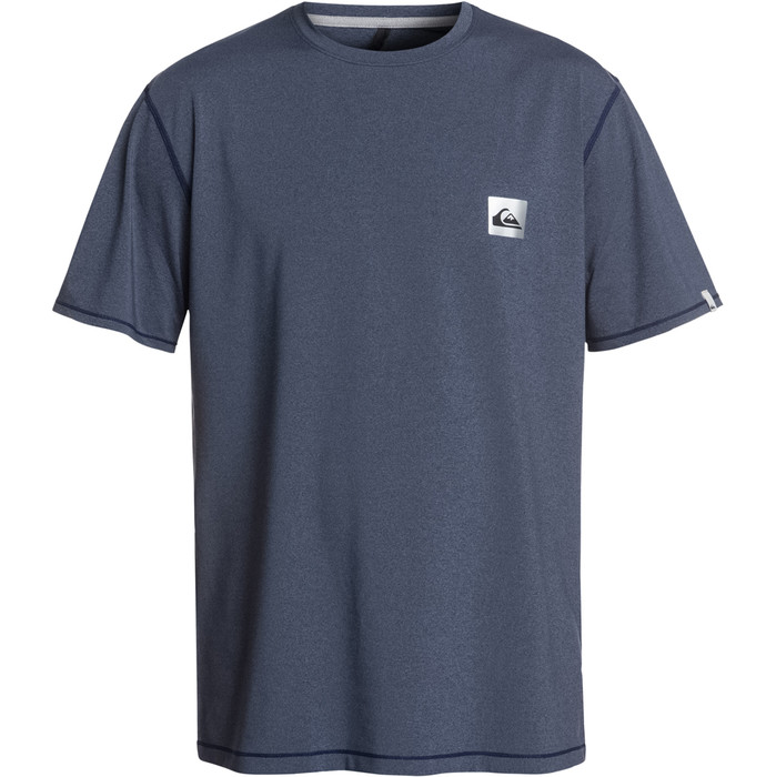 2019 Quiksilver Salty Dogs T-shirt Manica Corta Rash Vest Blu Heather Eqywr03149
