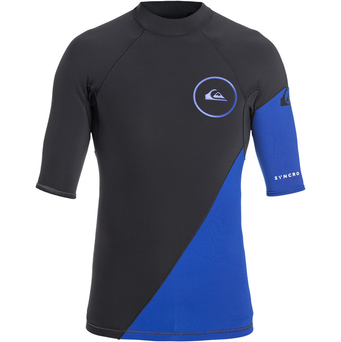 2019 Quiksilver Syncro Series New Wave 1mm Short Sleeve Neoprene Top Graphite / Blue EQYW903003