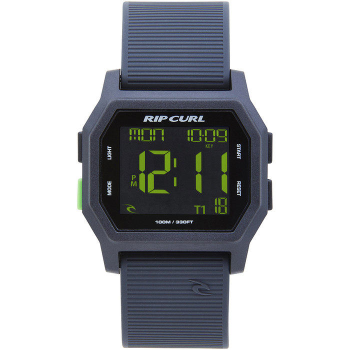 2019 Rip Curl Atom Digital horloge met siliconen band zwart / groen A2701
