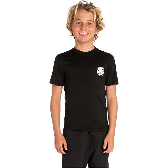 2019 Rip Curl Junior Boys Suchen Surflite UV T-Shirt / Hautausschlag Weste Schwarz Wly7fb