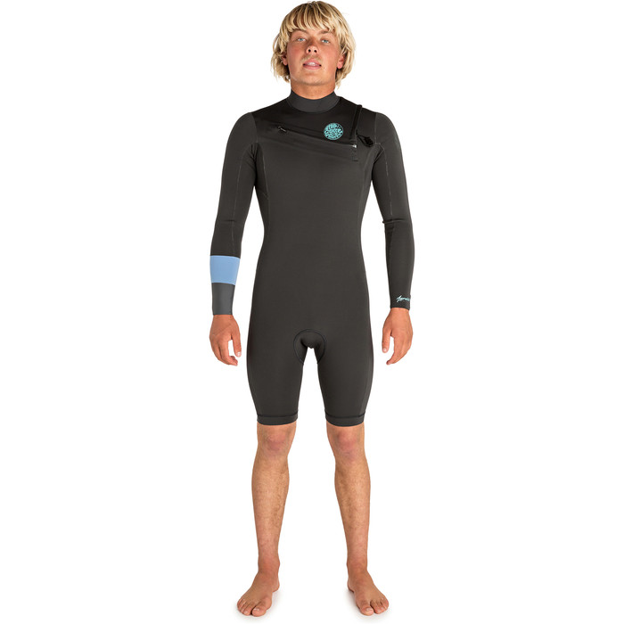 2019 Rip Curl Mens Aggrolite 2mm Chest Zip Long Sleeve Shorty Wetsuit Teal WSP6HM