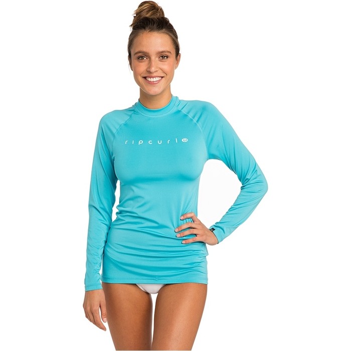 2020 Rip Curl Womens Sunny Rays Relaxed Long Sleeve Rash Vest Light Blue WLY6FW