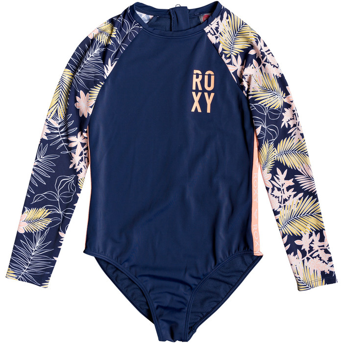 2019 Roxy Girls Bikini Point One Piece Swim Suit Medieval Blue ERGWR03122