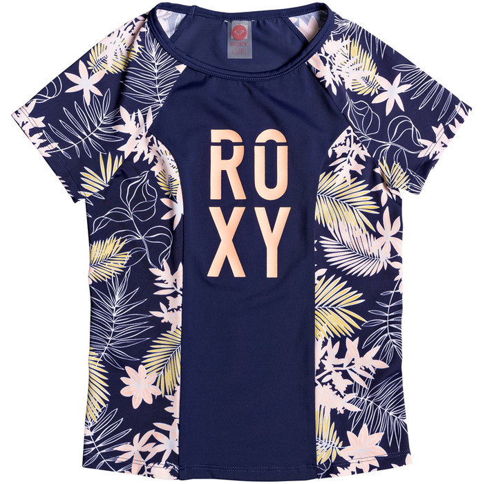 2019 Roxy Girls Short Sleeve Rash Vest Medieval Blue ERGWR03124