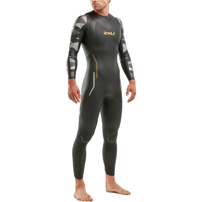 2022 2XU Mens P:2 Propel Swim Wetsuit MW4990C - Black / Orange Fizz