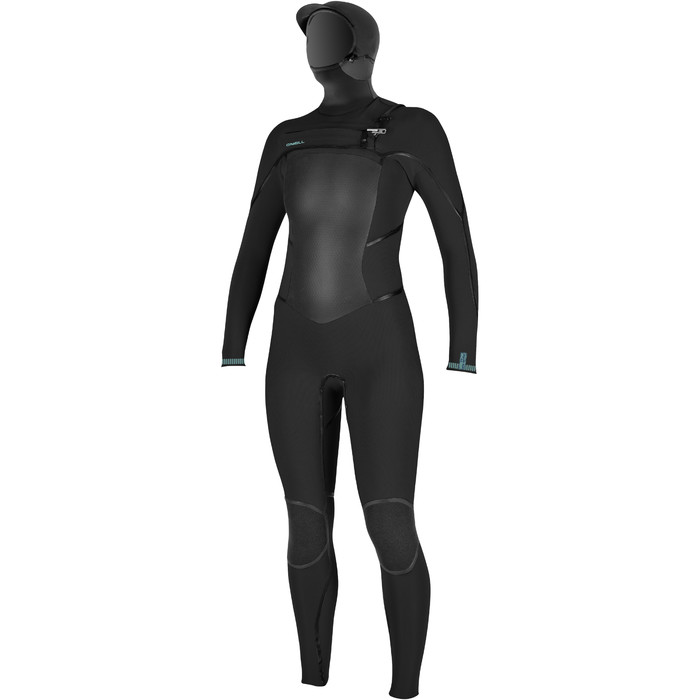 2022 O'Neill Womens Psycho Tech+ 6/4mm Chest Zip Hooded Wetsuit 5368 - Black