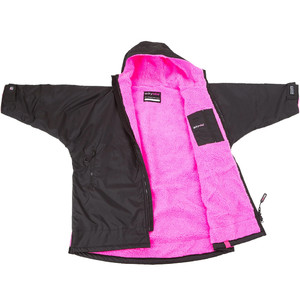 2022 Dryrobe Advance Junior Long Sleeve Premium Outdoor Changing Robe / Poncho DR104 - Black / Pink