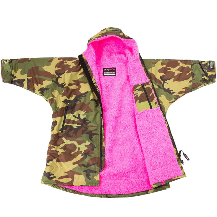 2023 Dryrobe Advance Enfants Chandail  Manches Longues Robe DR104 - Camo / Pink