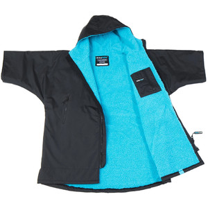 2021 Dryrobe Advance Junior Short Sleeve Premium Outdoor Change Robe / Poncho DR100 - Black / Blue