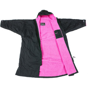 2021 Dryrobe Advance Long Sleeve Premium Outdoor Change Robe / Poncho DR104 - Black / Pink