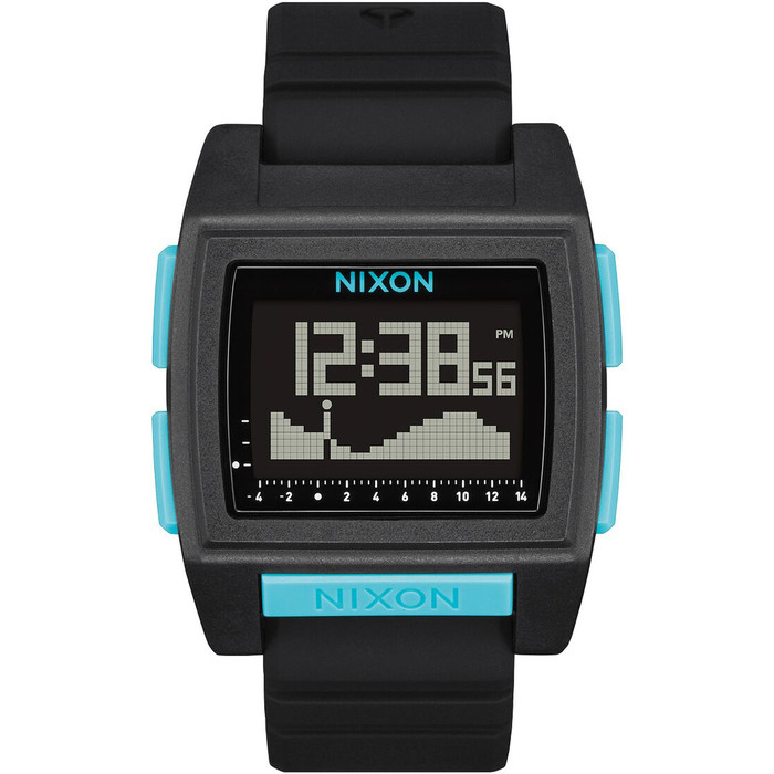 2024 Nixon Base Tide Pro Surf Horloge A1307 - Helemaal Zwart/blauw