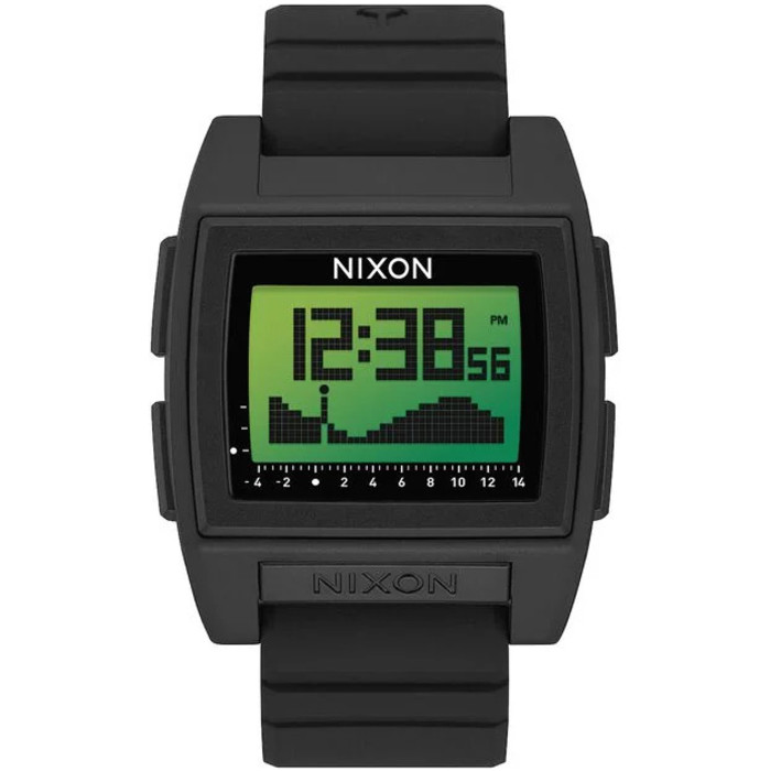 2024 Nixon Base Tide Pro Surf Horloge A1307 - Zwart / Groen Positief